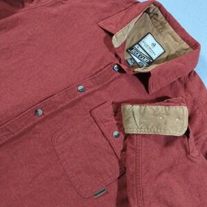 Legendary Whitetails Buck Camp Flannel Shirt Mens LG Red Corduroy Collar & Cuff